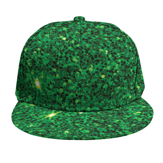 Green (NOT Real) Glitter Print Snapback Cap