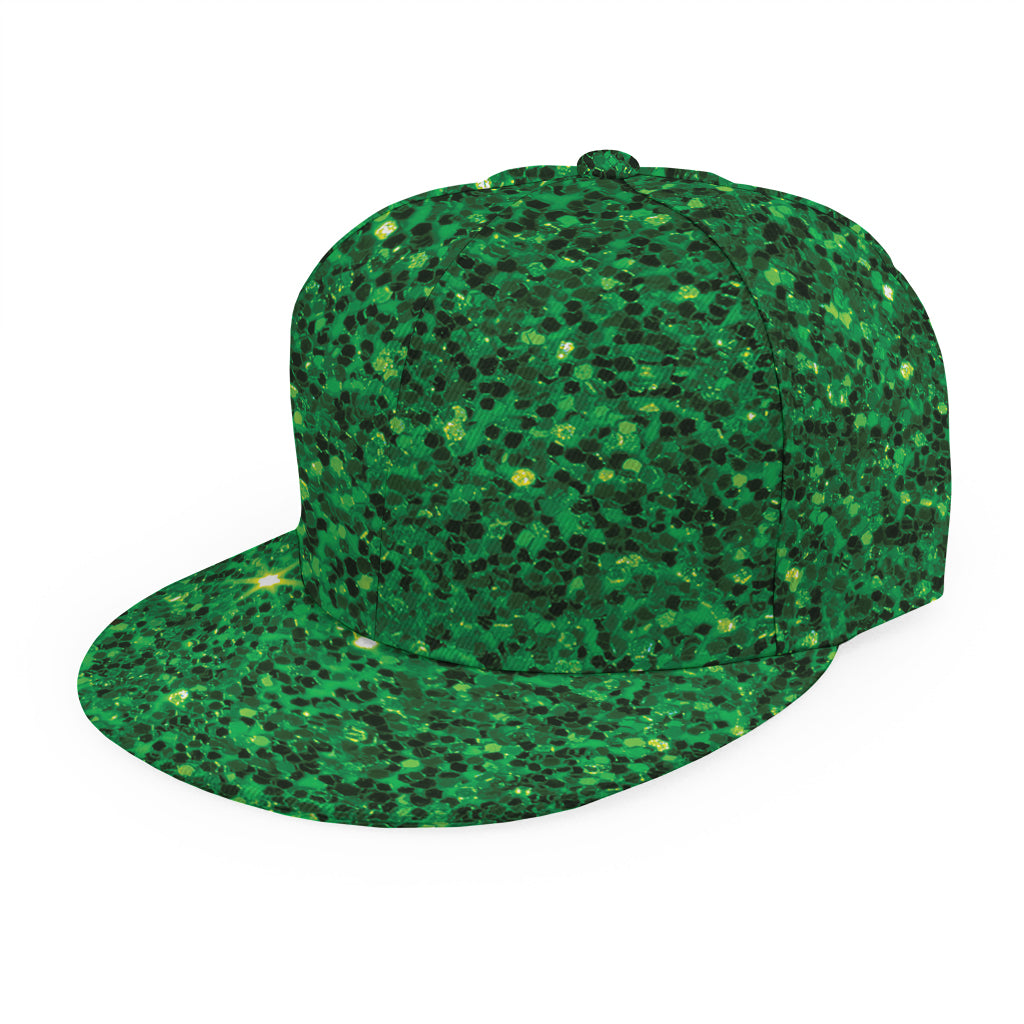 Green (NOT Real) Glitter Print Snapback Cap