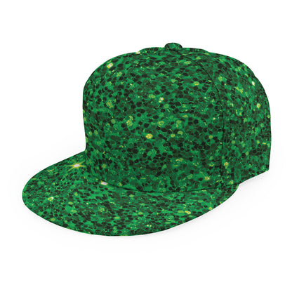 Green (NOT Real) Glitter Print Snapback Cap