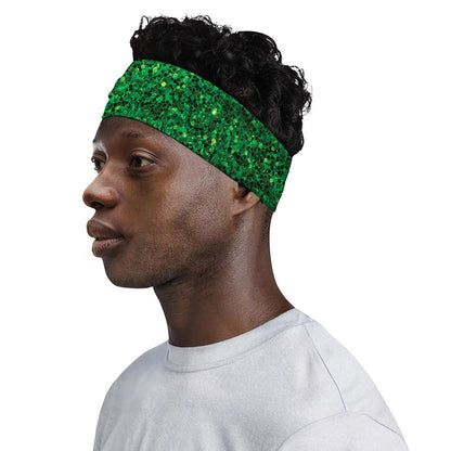 Green (NOT Real) Glitter Print Sports Headband