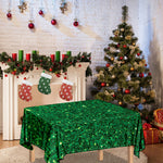 Green (NOT Real) Glitter Print Tablecloth