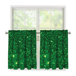 Green (NOT Real) Glitter Print Tier Curtains