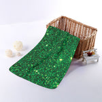 Green (NOT Real) Glitter Print Towel
