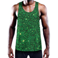 Green (NOT Real) Glitter Print Men's Workout Tank Top