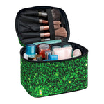 Green (NOT Real) Glitter Print Travel Makeup Bag