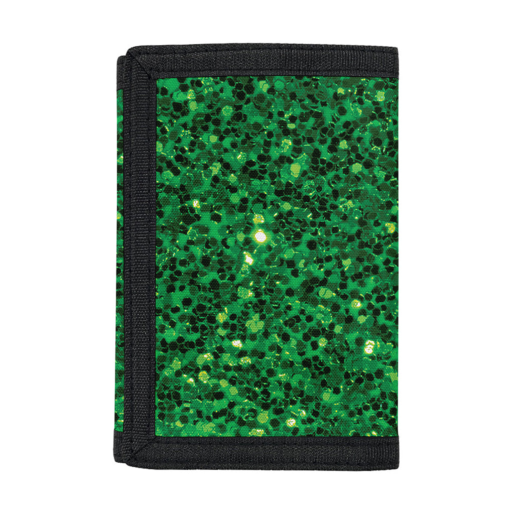 Green (NOT Real) Glitter Print Trifold Wallet