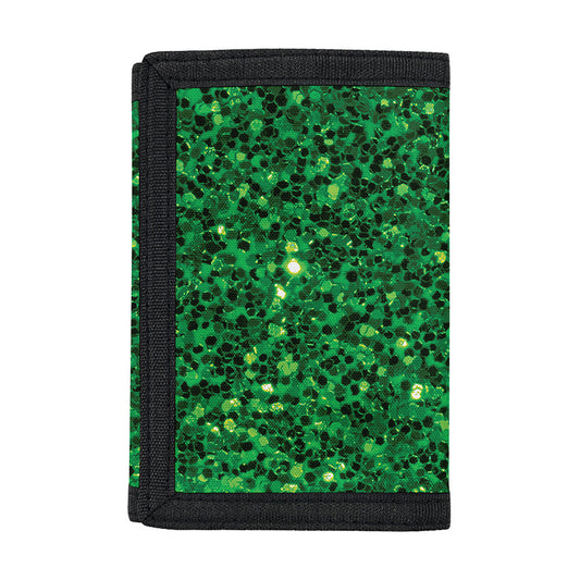 Green (NOT Real) Glitter Print Trifold Wallet