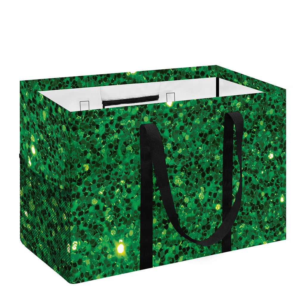 Green (NOT Real) Glitter Print Utility Tote Bag