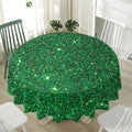 Green (NOT Real) Glitter Print Waterproof Round Tablecloth