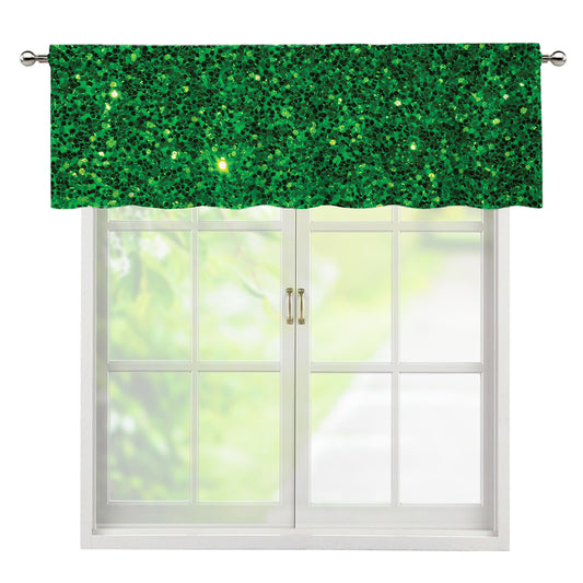 Green (NOT Real) Glitter Print Window Valance