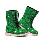 Green (NOT Real) Glitter Print Winter Boots