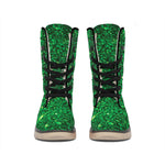 Green (NOT Real) Glitter Print Winter Boots