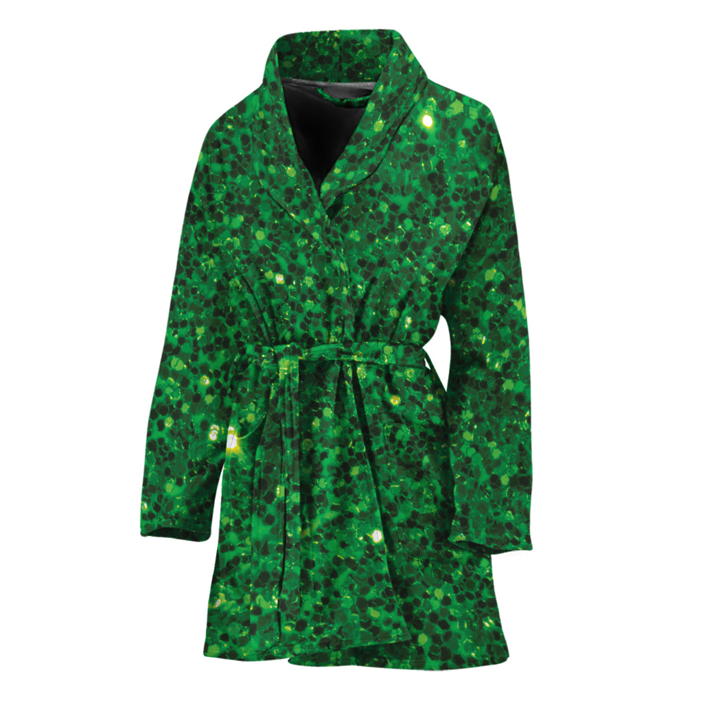 Green (NOT Real) Glitter Print Women's Bathrobe