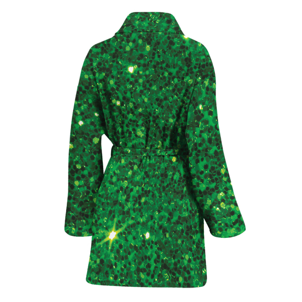 Green (NOT Real) Glitter Print Women's Bathrobe