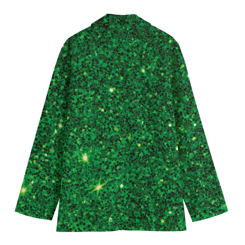 Green (NOT Real) Glitter Print Women's Cotton Blazer