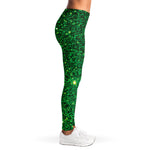 Green (NOT Real) Glitter Print Women's Leggings
