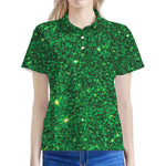 Green (NOT Real) Glitter Print Women's Polo Shirt