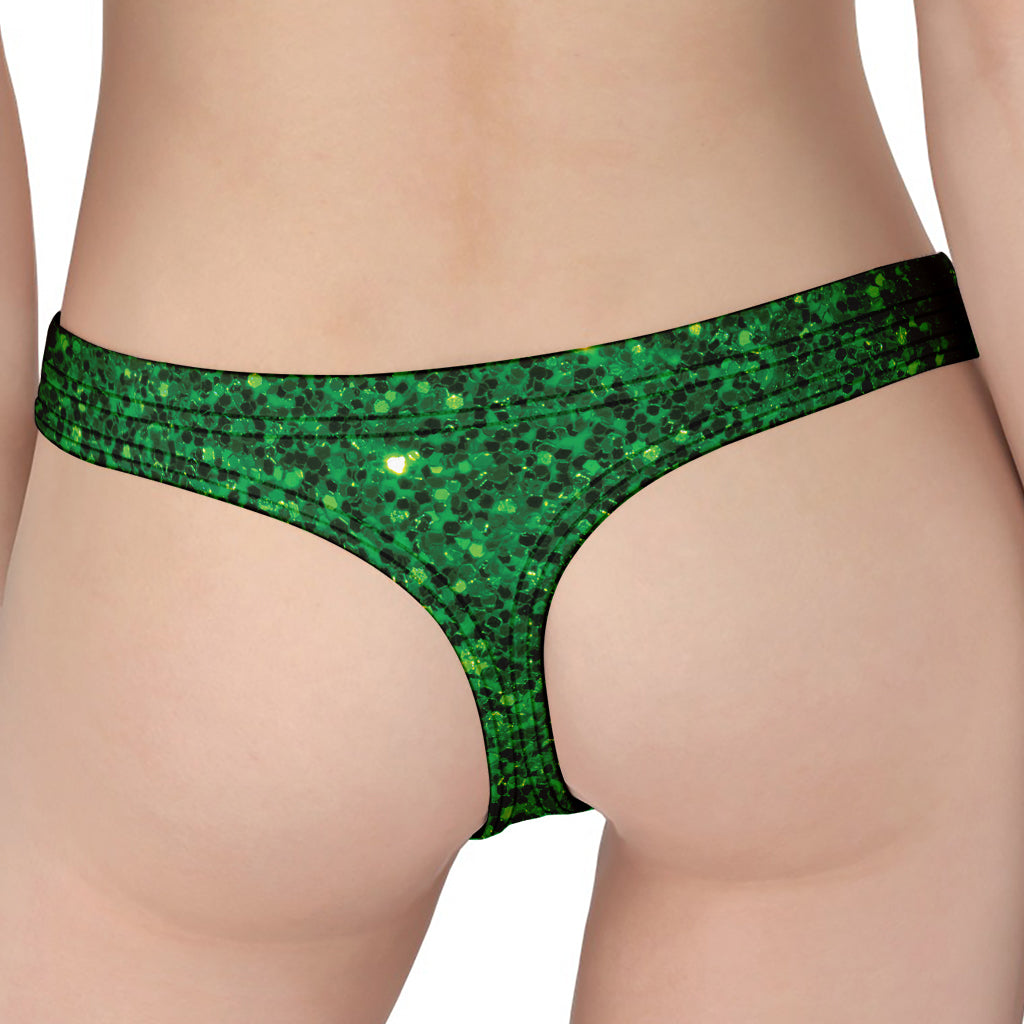 Green (NOT Real) Glitter Print Women's Thong