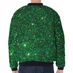 Green (NOT Real) Glitter Print Zip Sleeve Bomber Jacket