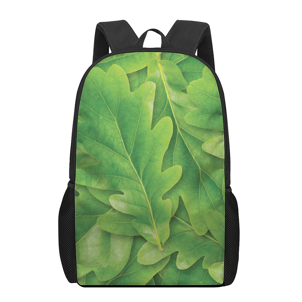 Green Oak Leaf Print 17 Inch Backpack
