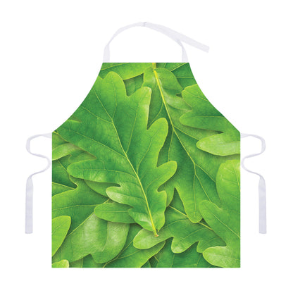 Green Oak Leaf Print Adjustable Apron