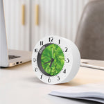 Green Oak Leaf Print Alarm Clock