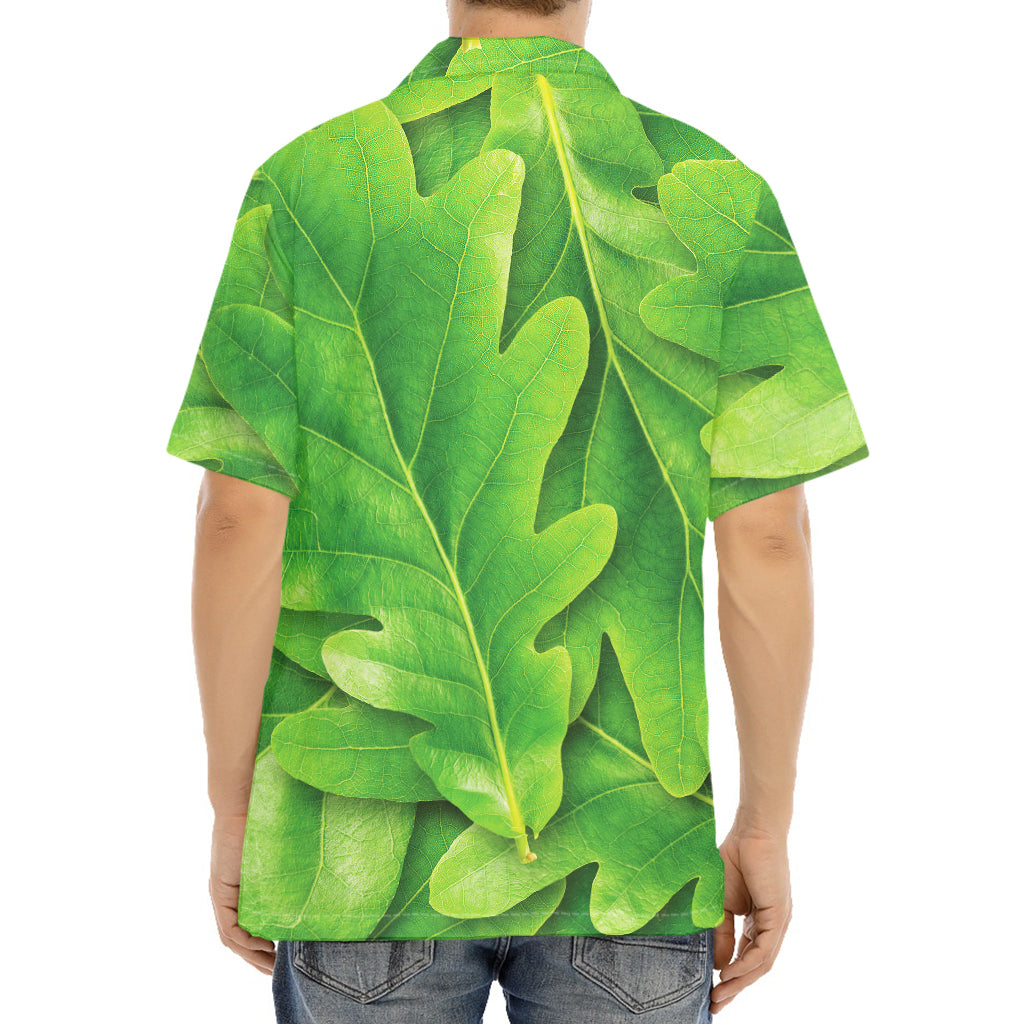 Green Oak Leaf Print Aloha Shirt