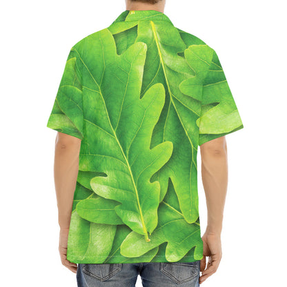 Green Oak Leaf Print Aloha Shirt
