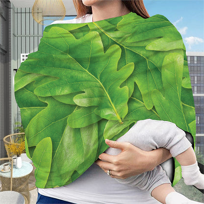 Green Oak Leaf Print Baby Seat Cover