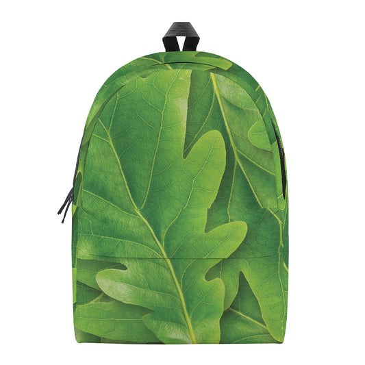 Green Oak Leaf Print Backpack