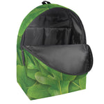 Green Oak Leaf Print Backpack