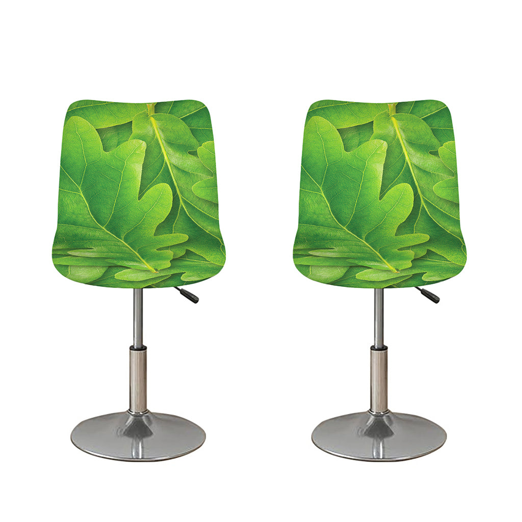 Green Oak Leaf Print Bar Stool Covers