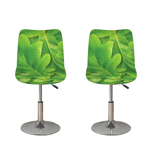 Green Oak Leaf Print Bar Stool Covers