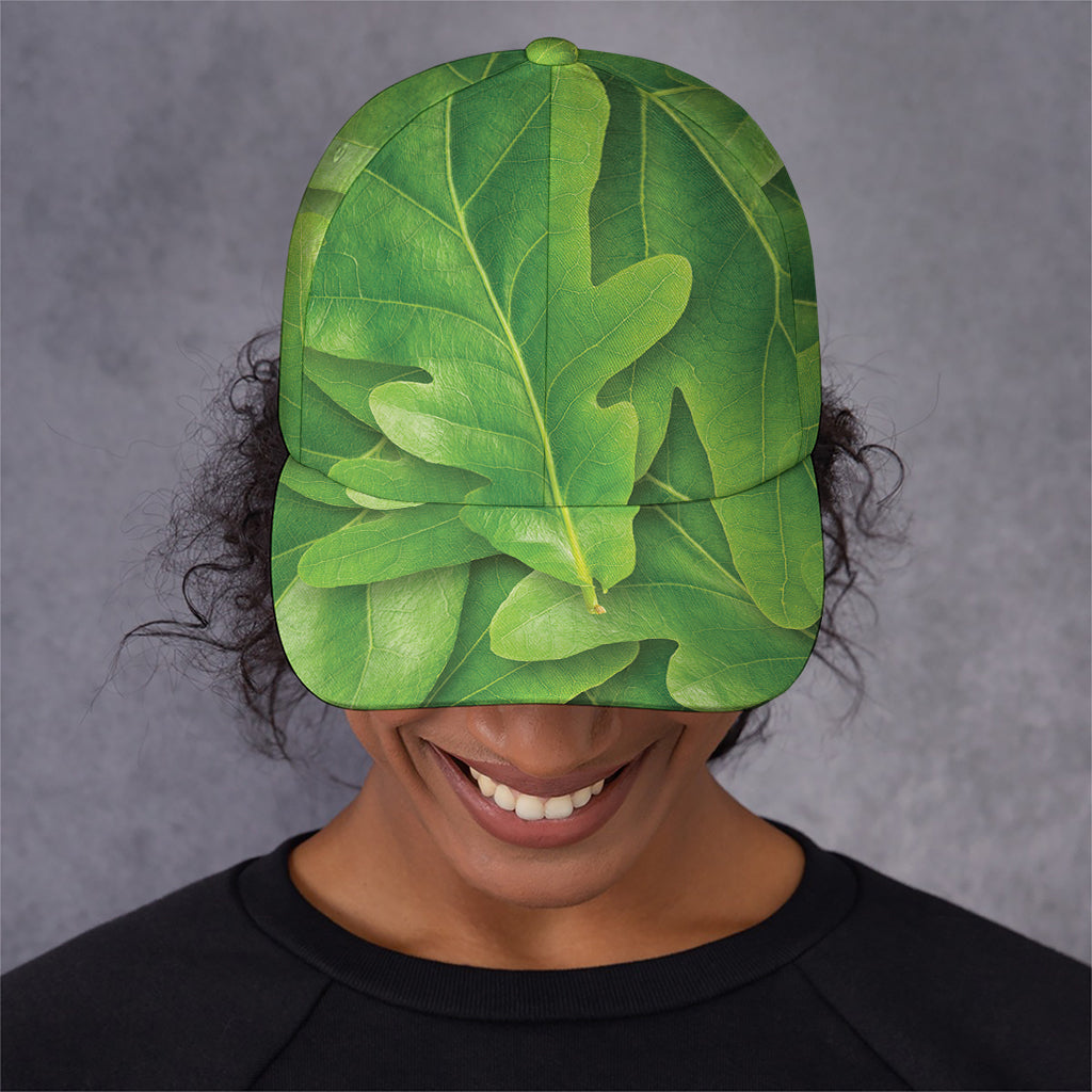 Green Oak Leaf Print Baseball Cap