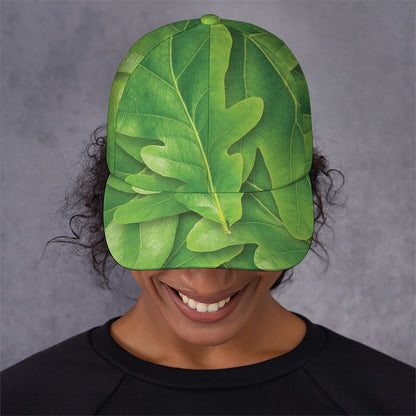 Green Oak Leaf Print Baseball Cap