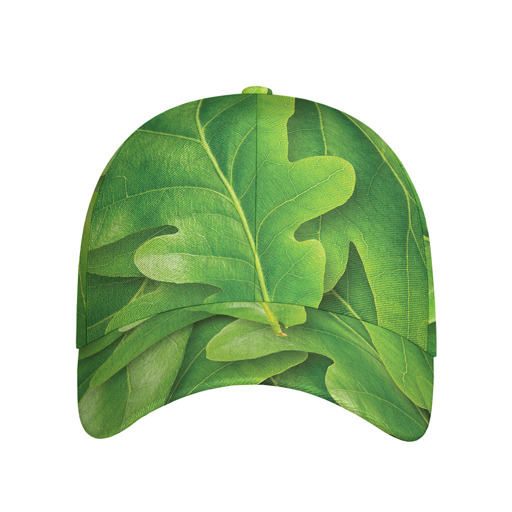 Green Oak Leaf Print Baseball Cap