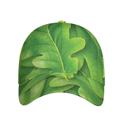 Green Oak Leaf Print Baseball Cap