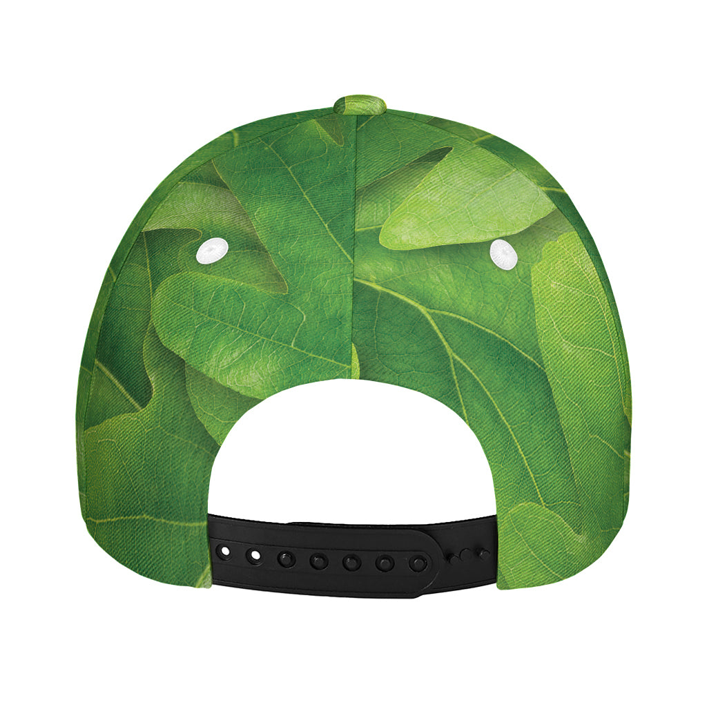 Green Oak Leaf Print Baseball Cap