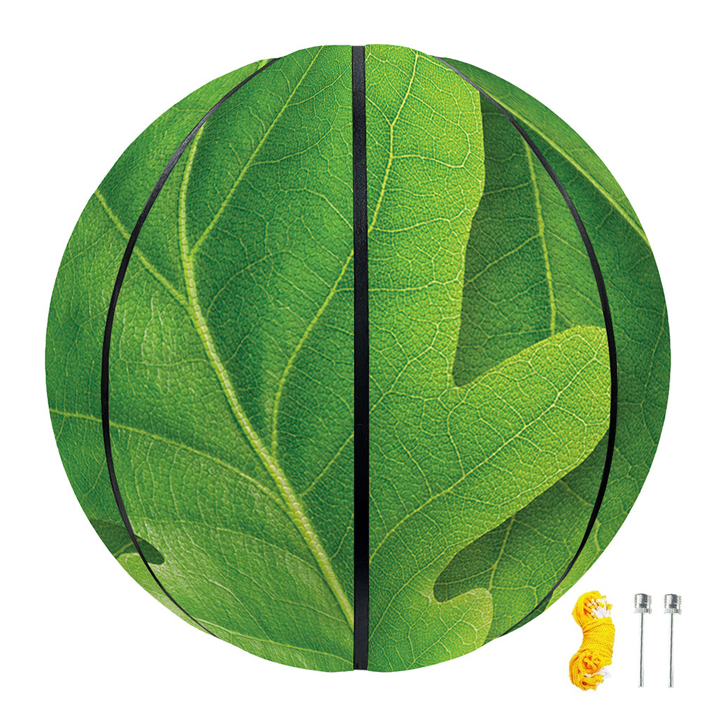 Green Oak Leaf Print Basketball