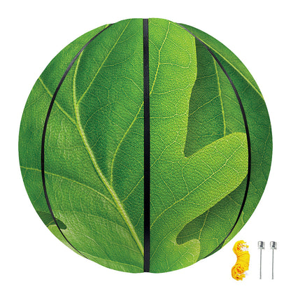 Green Oak Leaf Print Basketball