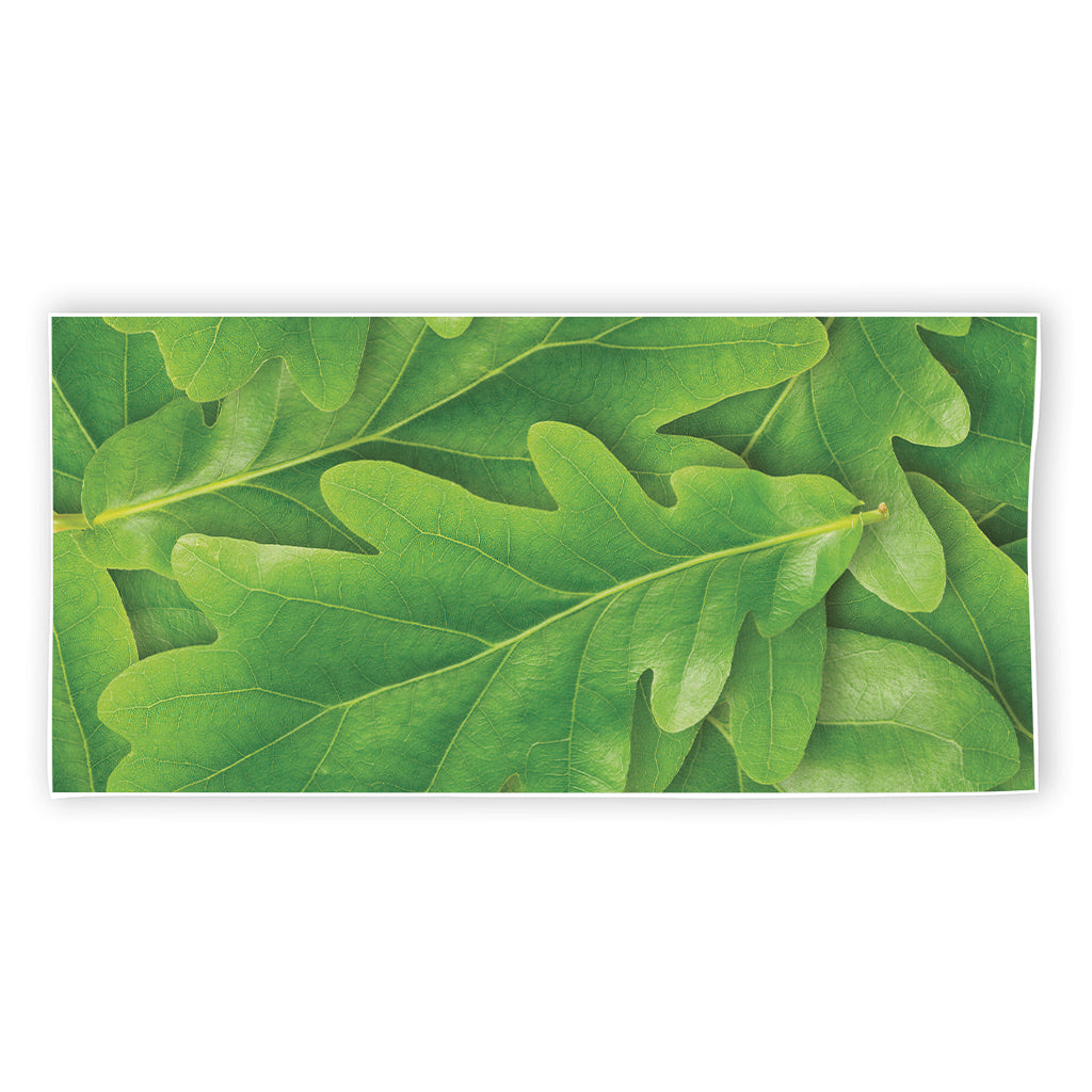 Green Oak Leaf Print Beach Towel