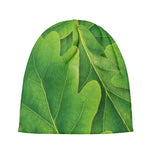 Green Oak Leaf Print Beanie