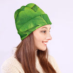 Green Oak Leaf Print Beanie