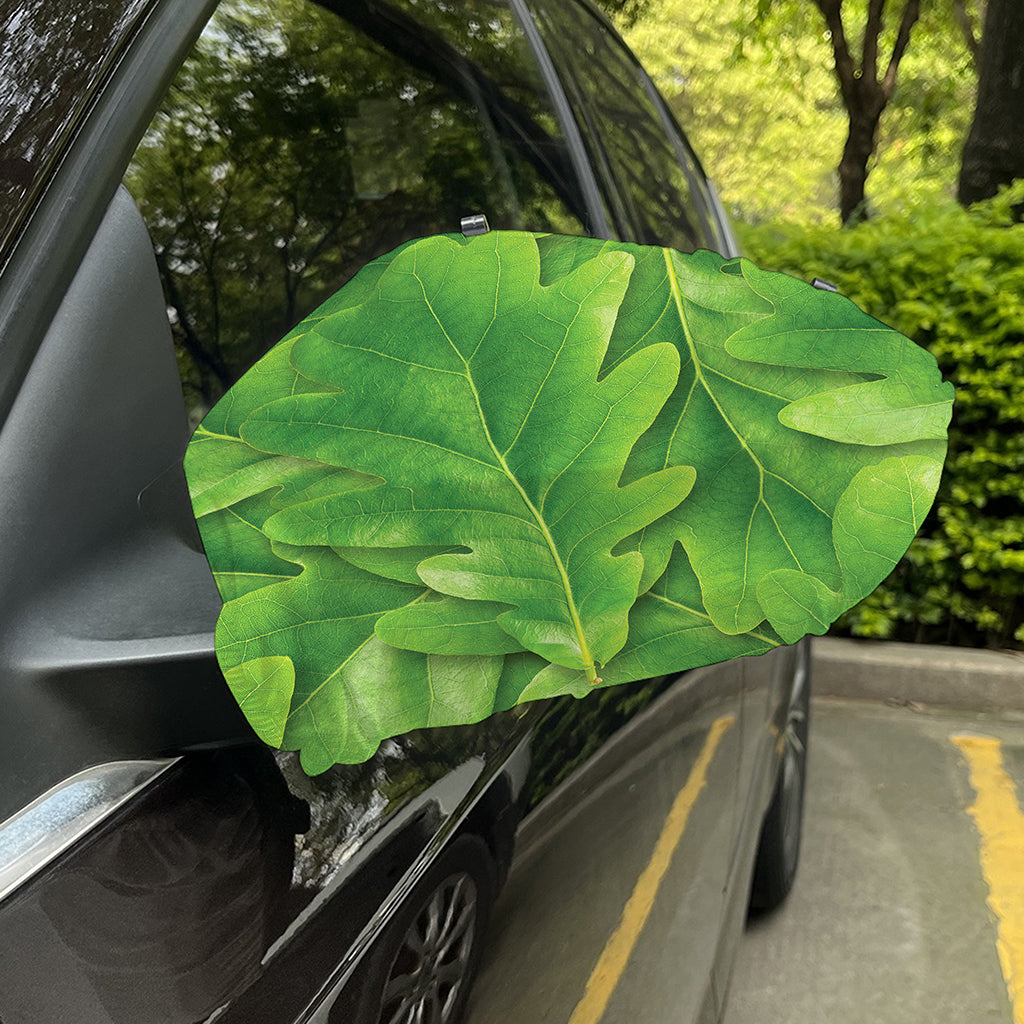 Green Oak Leaf Print Car Side Mirror Covers