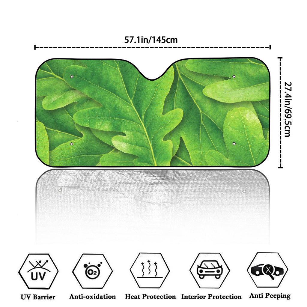 Green Oak Leaf Print Car Windshield Sun Shade