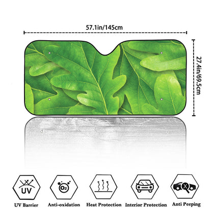 Green Oak Leaf Print Car Windshield Sun Shade