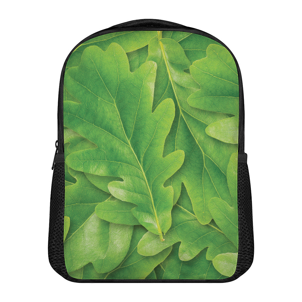 Green Oak Leaf Print Casual Backpack