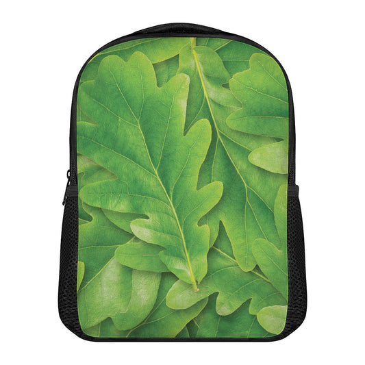 Green Oak Leaf Print Casual Backpack