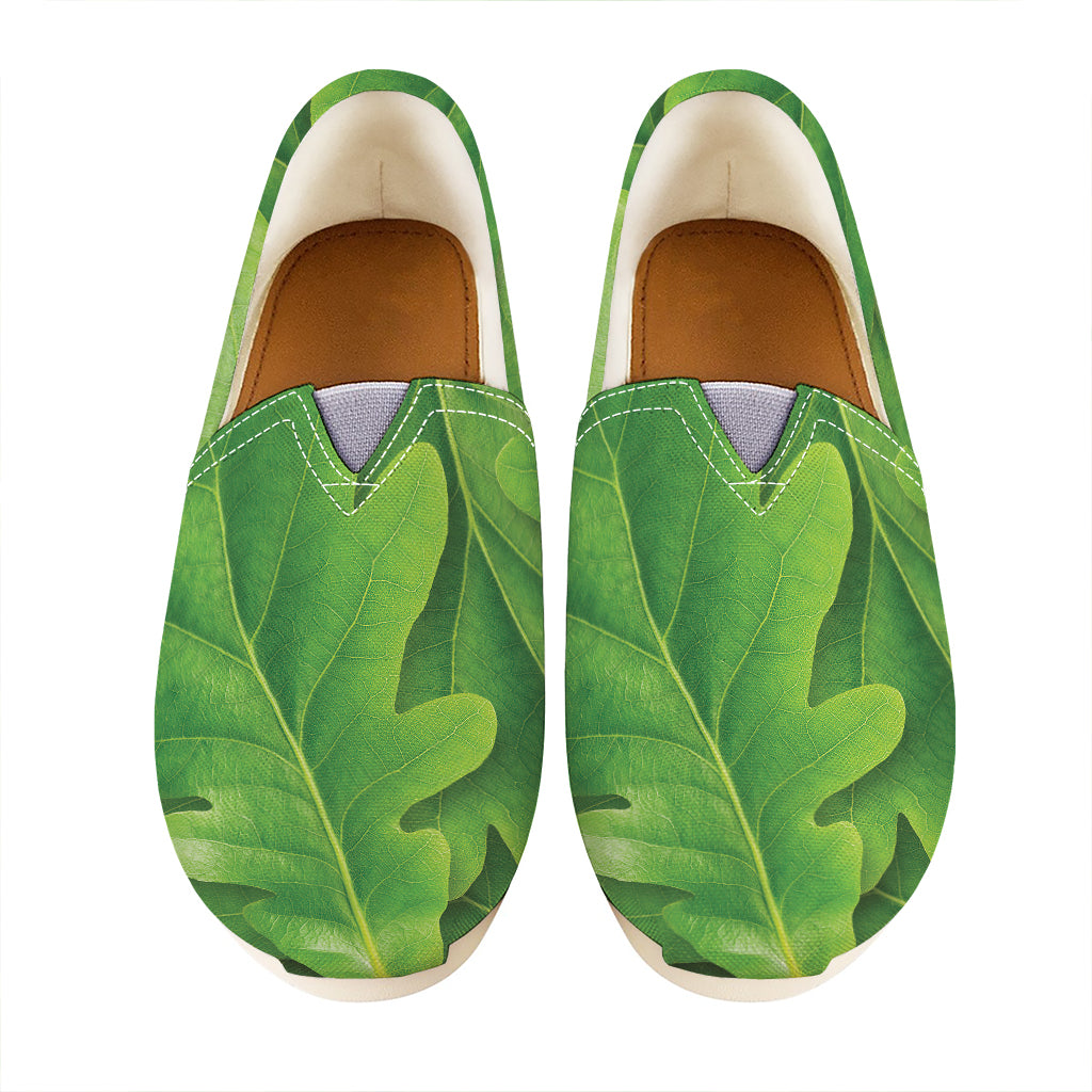 Green Oak Leaf Print Casual Shoes