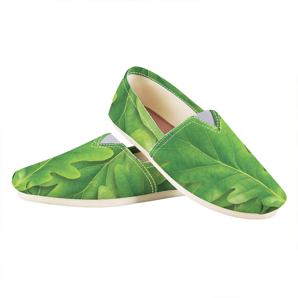 Green Oak Leaf Print Casual Shoes